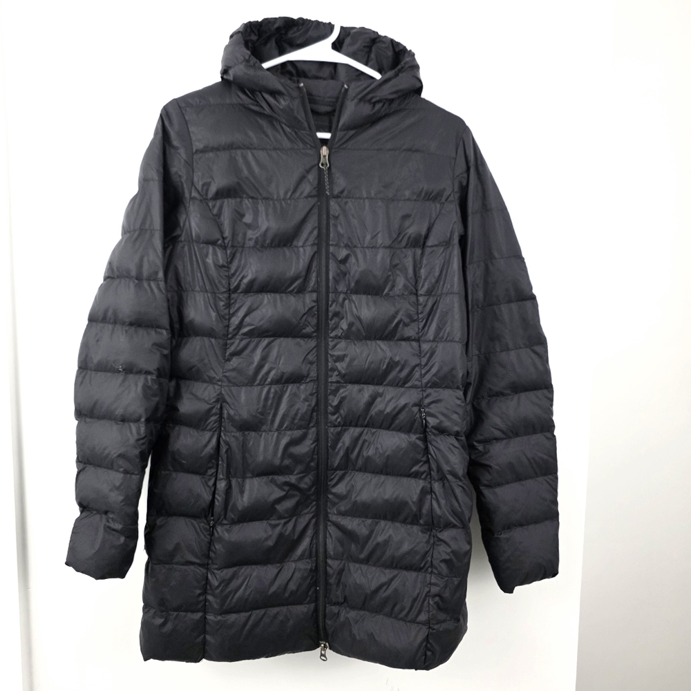 Eddie Bauer Trench Puffer Duck Down Medium Tall Women's Black Outdoors Hiking